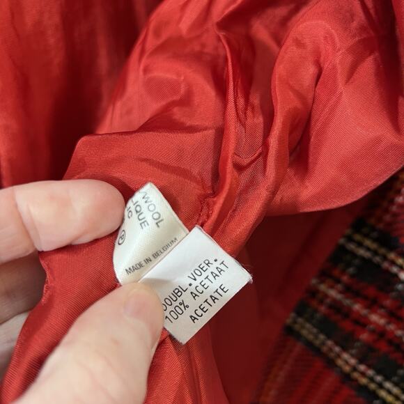 Olivier Strelli Women’s Wool Tartan Blazer Sz L 42 Red Plaid Preppy Academiacore - Picture 5 of 8